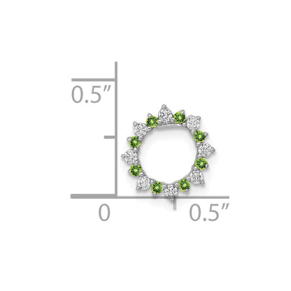 14K Weißgold Echt Diamant Und.08 Peridot Fantasie Kreis Kette Anhänger