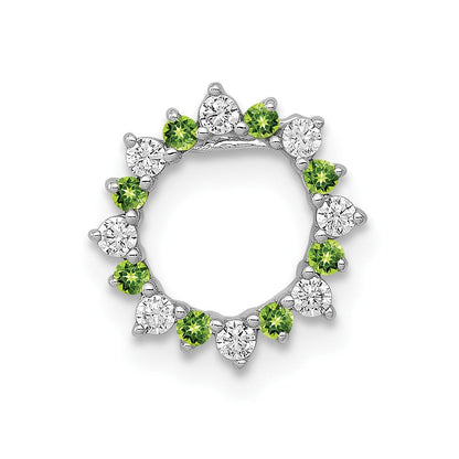 14K Weißgold Echt Diamant Und.08 Peridot Fantasie Kreis Kette Anhänger