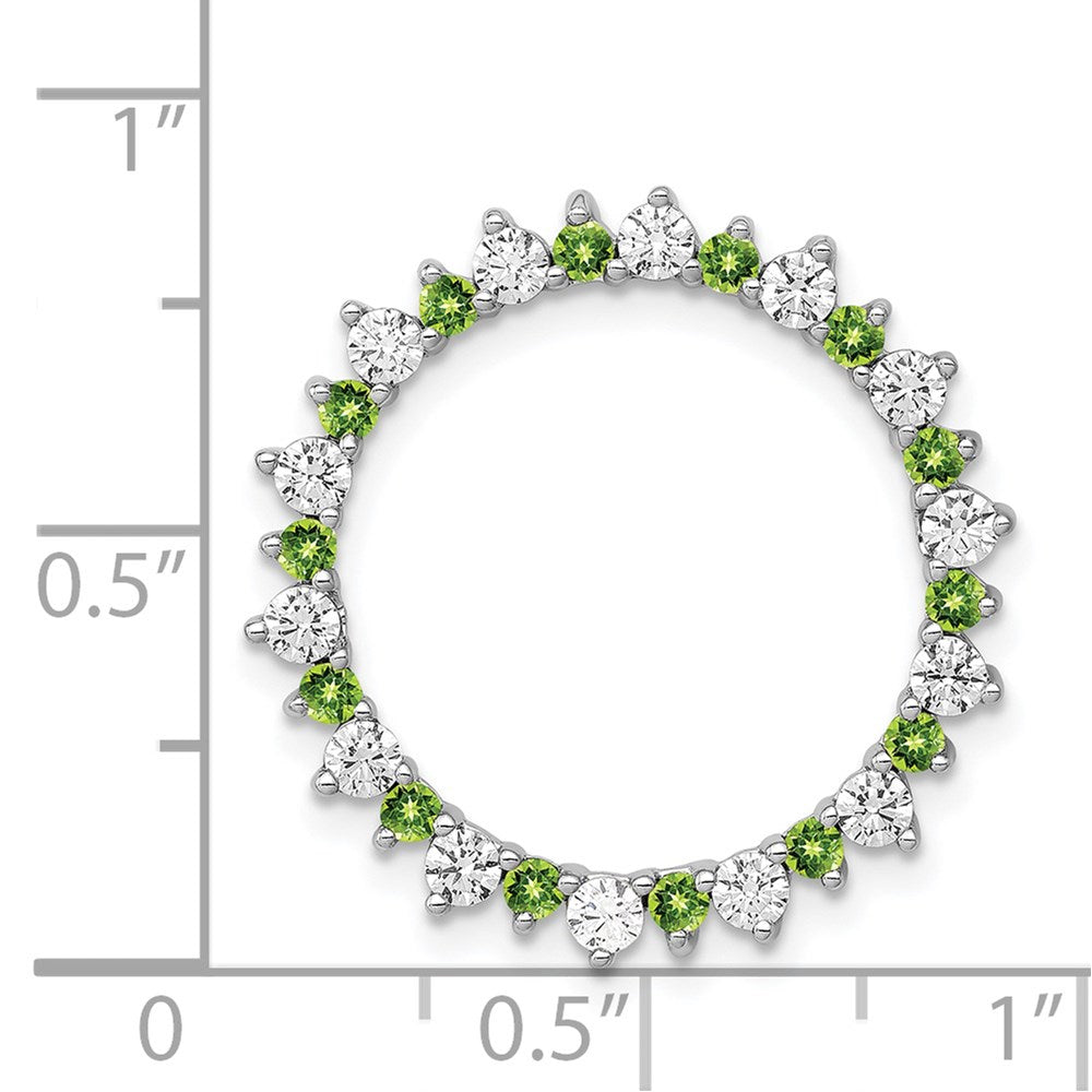 14K Weißgold Echt Diamant &.42 Peridot Fantasie Kreis Kette Anhänger