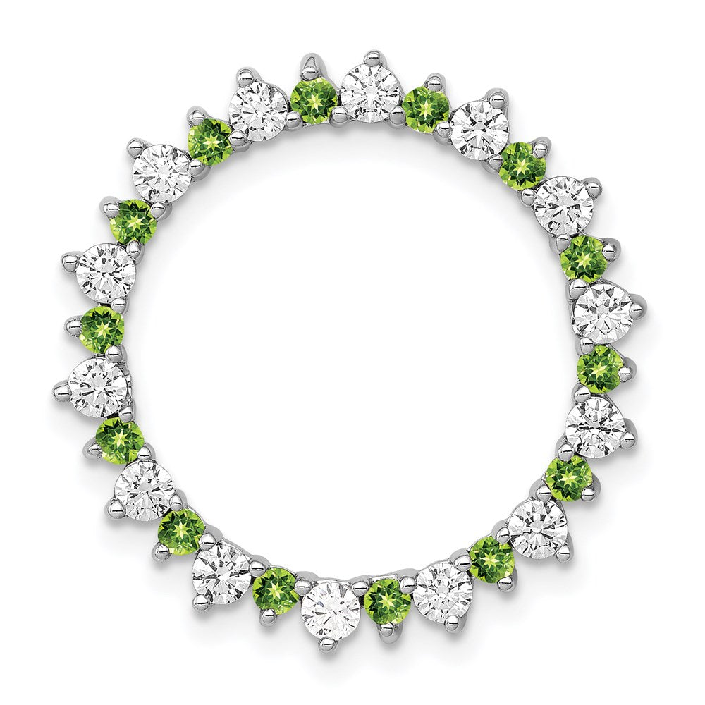 14K Weißgold Echt Diamant &.42 Peridot Fantasie Kreis Kette Anhänger