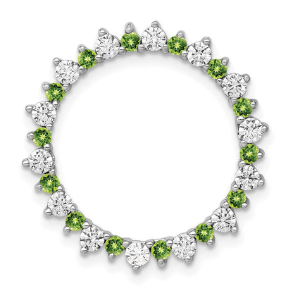 14K Weißgold Echt Diamant &.42 Peridot Fantasie Kreis Kette Anhänger