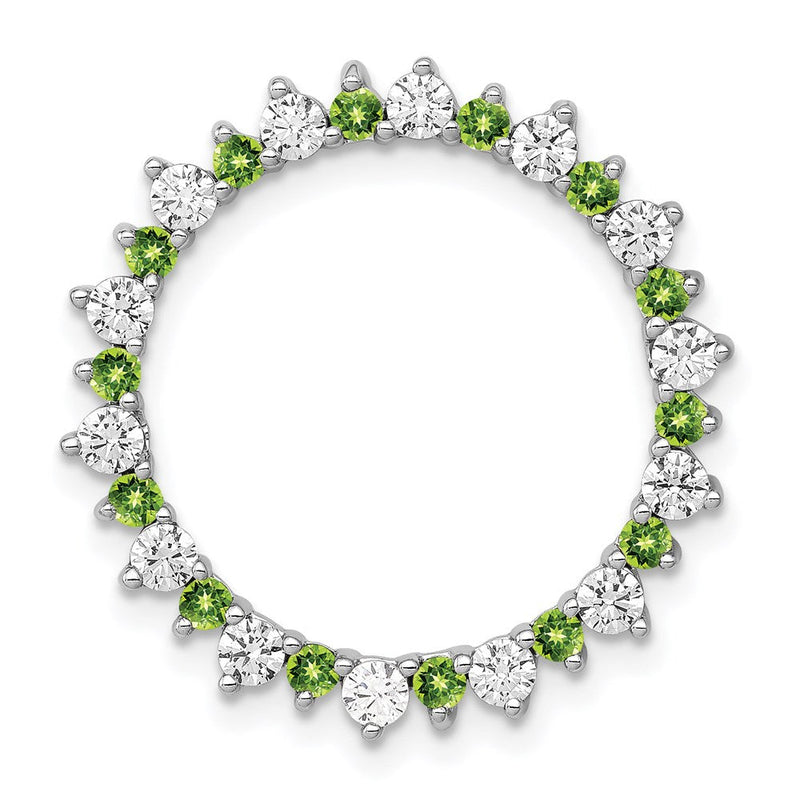 14K Weißgold Echt Diamant &.42 Peridot Fantasie Kreis Kette Anhänger