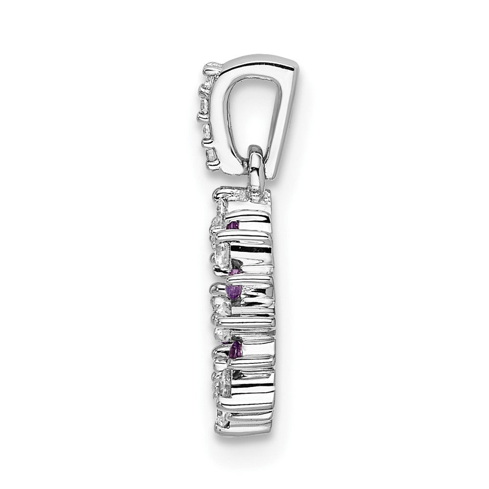 14K Weißgold Anhänger mit echtem Diamant und 0,08 ct. Amethyst, ausgefallener Kreis-Form