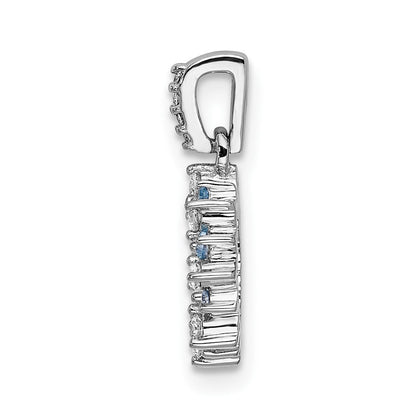 14K Weißgold 0,08 ct. Diamant (echt) und Blautopas Fantasie-Kreis-Anhänger