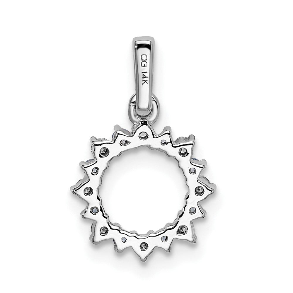 14K Weißgold 0,08 ct. Diamant (echt) und Blautopas Fantasie-Kreis-Anhänger