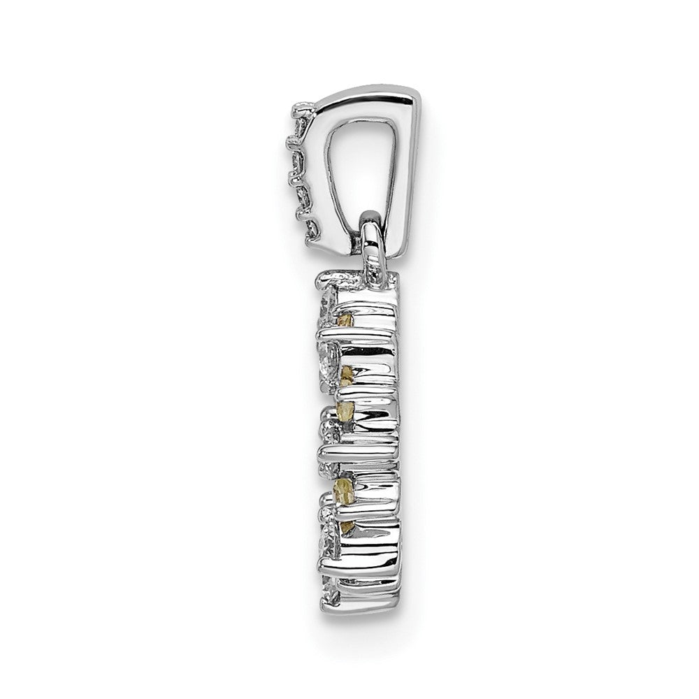 14K Weißgold Anhänger mit echtem Diamant und 0,08 ct. Peridot in Fantasie-Kreisform