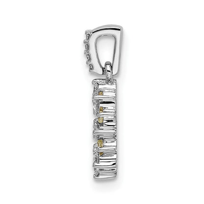 14K Weißgold Anhänger mit echtem Diamant und 0,08 ct. Peridot in Fantasie-Kreisform