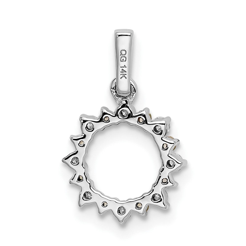 14K Weißgold Anhänger mit echtem Diamant und 0,08 ct. Peridot in Fantasie-Kreisform
