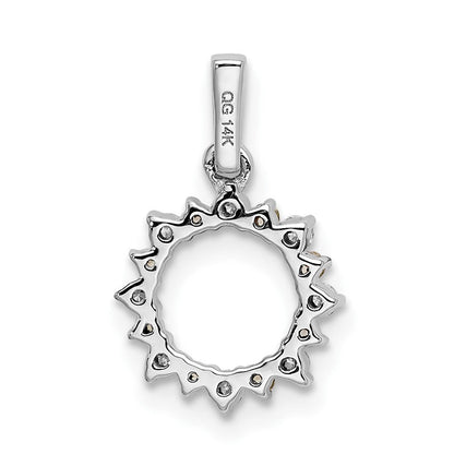 14K Weißgold Anhänger mit echtem Diamant und 0,08 ct. Peridot in Fantasie-Kreisform