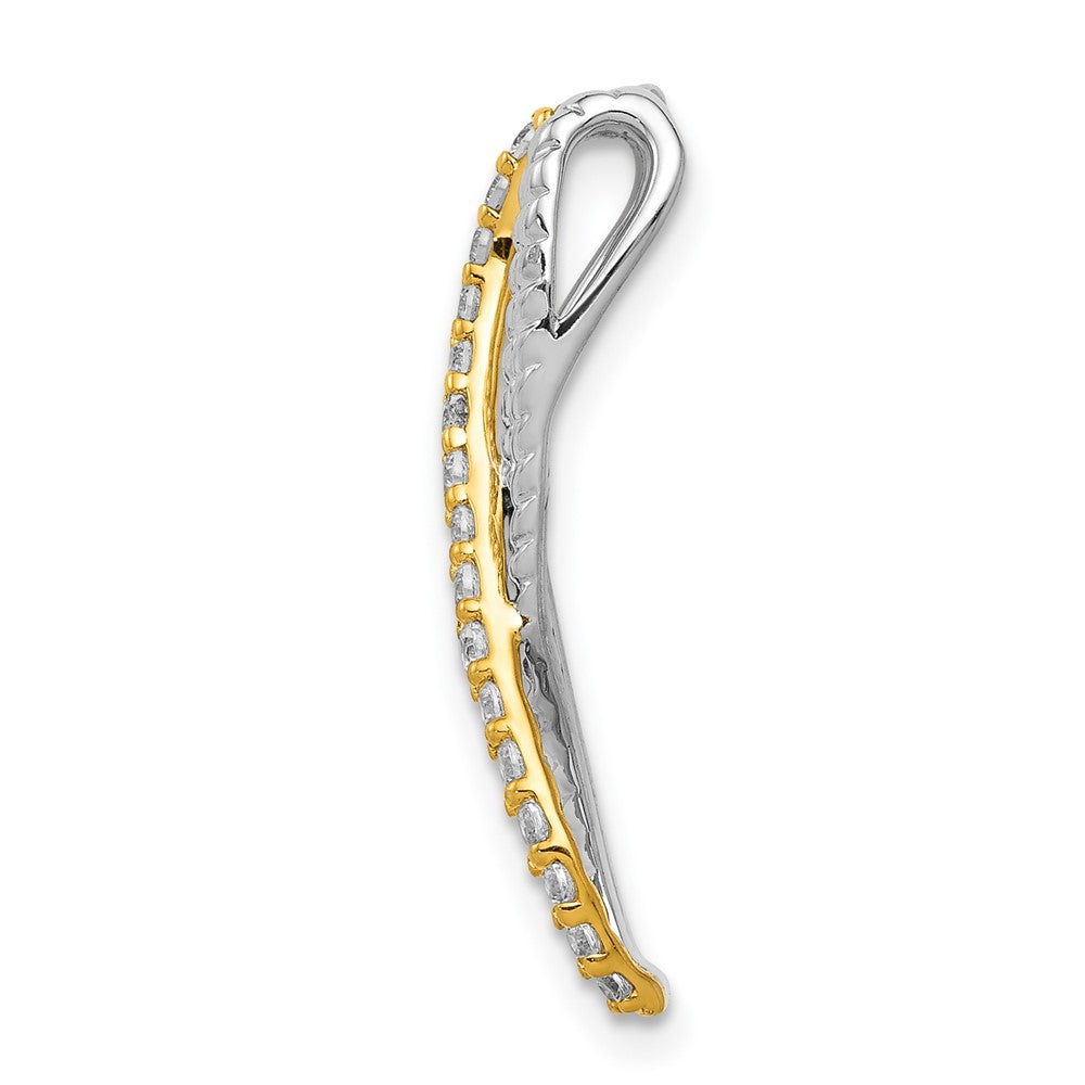 14K Bicolor Gold 1/5ct. Echt Diamant Fantasie Gedreht und Geflochten Kette Anhänger