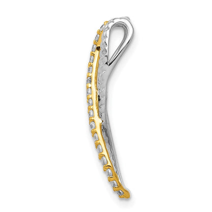 14K Bicolor Gold 1/5ct. Echt Diamant Fantasie Gedreht und Geflochten Kette Anhänger