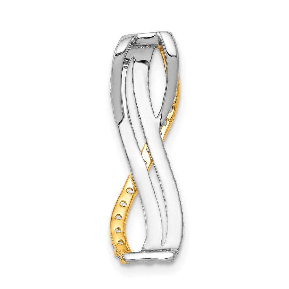 14K Bicolor Gold 1/5ct. Echt Diamant Fantasie Gedreht und Geflochten Kette Anhänger