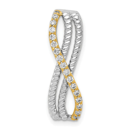 14K Bicolor Gold 1/5ct. Echt Diamant Fantasie Gedreht und Geflochten Kette Anhänger