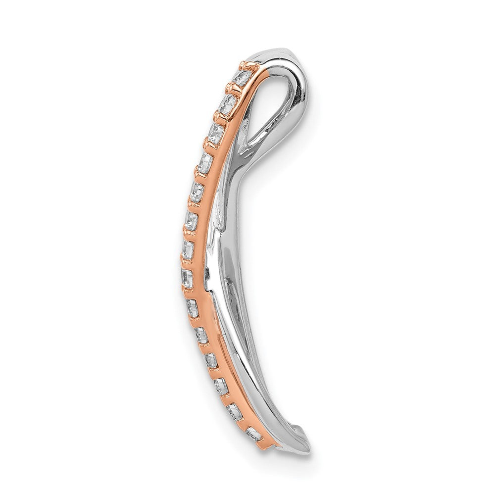 14K Rose und Weißgold 1/5ct. Echt Diamant Fantasie Gedreht Kette Anhänger