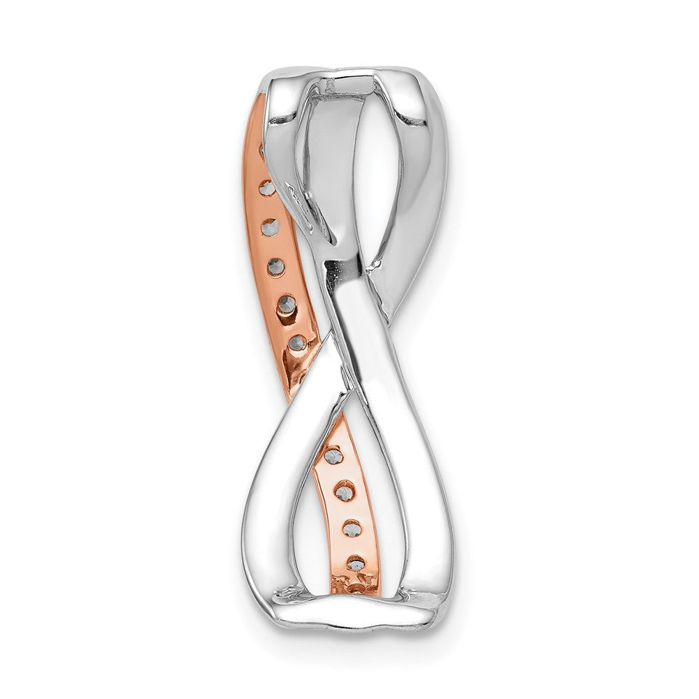14K Rose und Weißgold 1/5ct. Echt Diamant Fantasie Gedreht Kette Anhänger