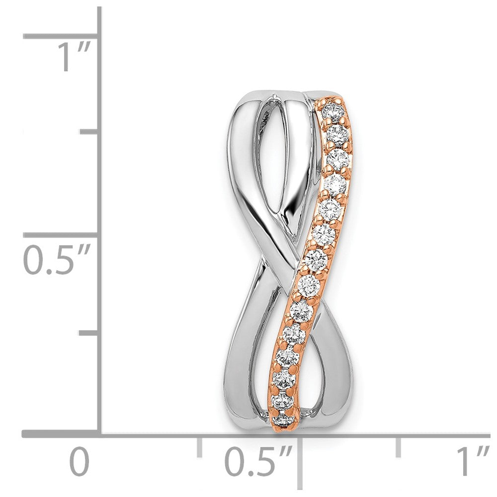 14K Rose und Weißgold 1/5ct. Echt Diamant Fantasie Gedreht Kette Anhänger