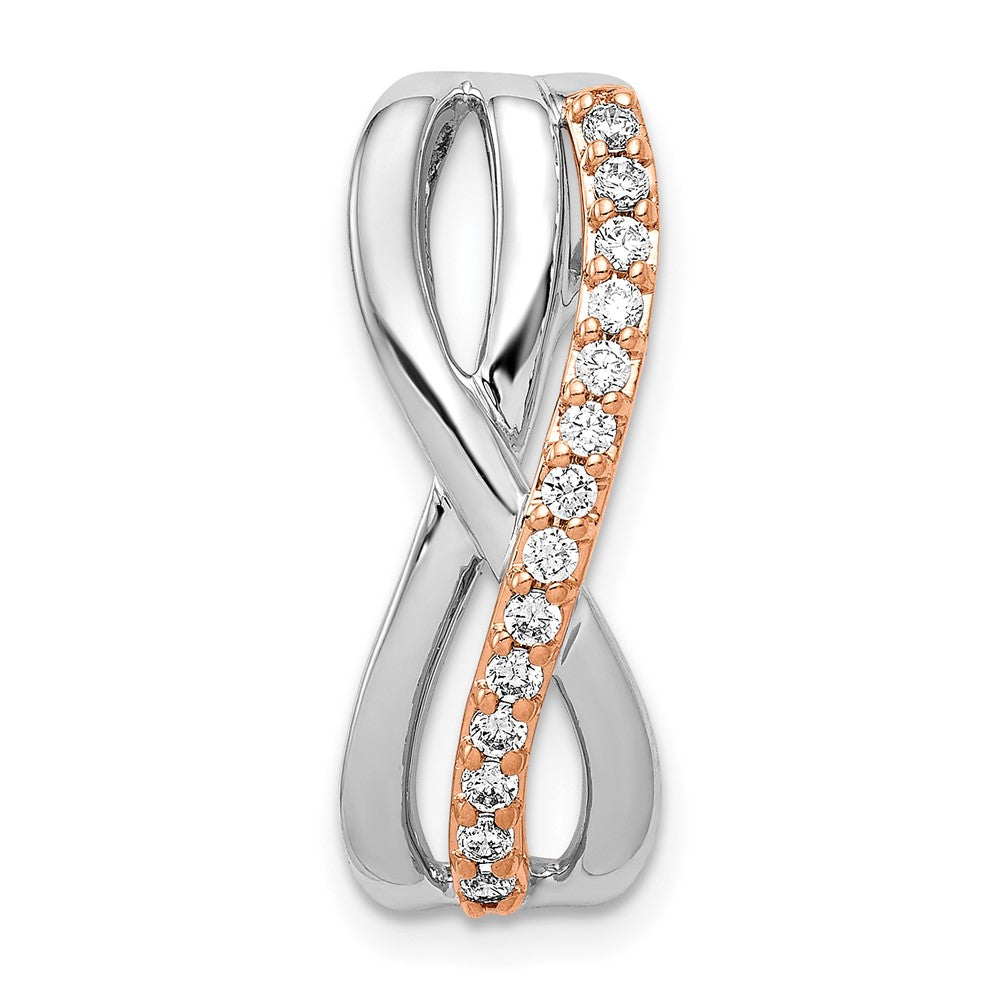 14K Rose und Weißgold 1/5ct. Echt Diamant Fantasie Gedreht Kette Anhänger