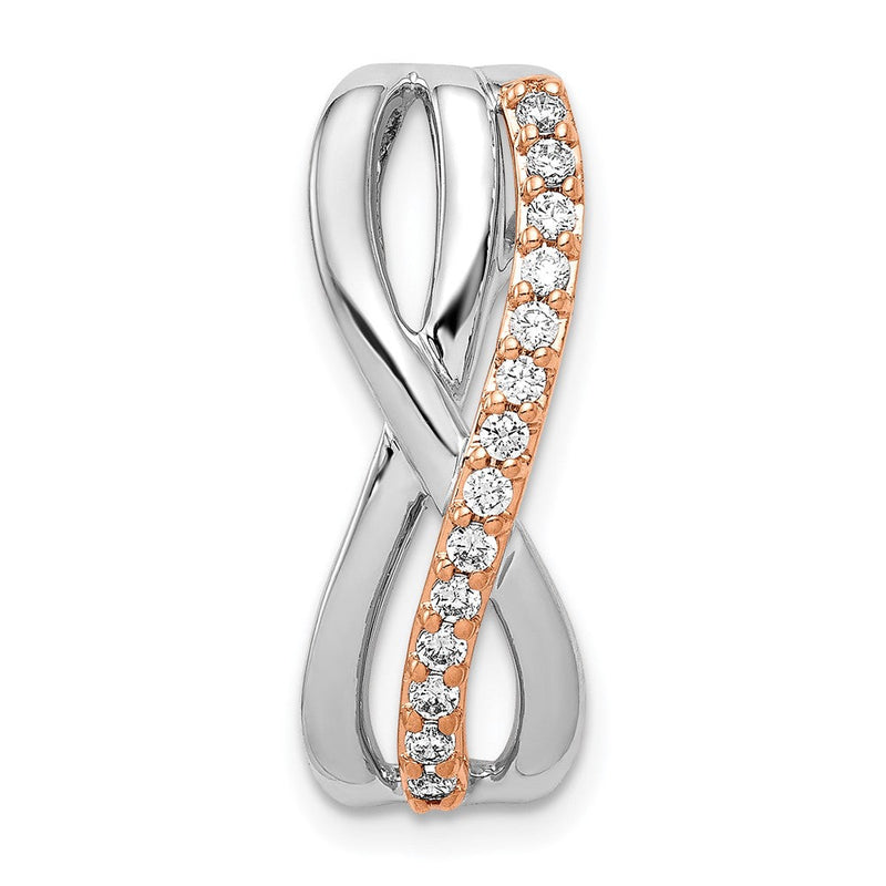 14K Rose und Weißgold 1/5ct. Echt Diamant Fantasie Gedreht Kette Anhänger