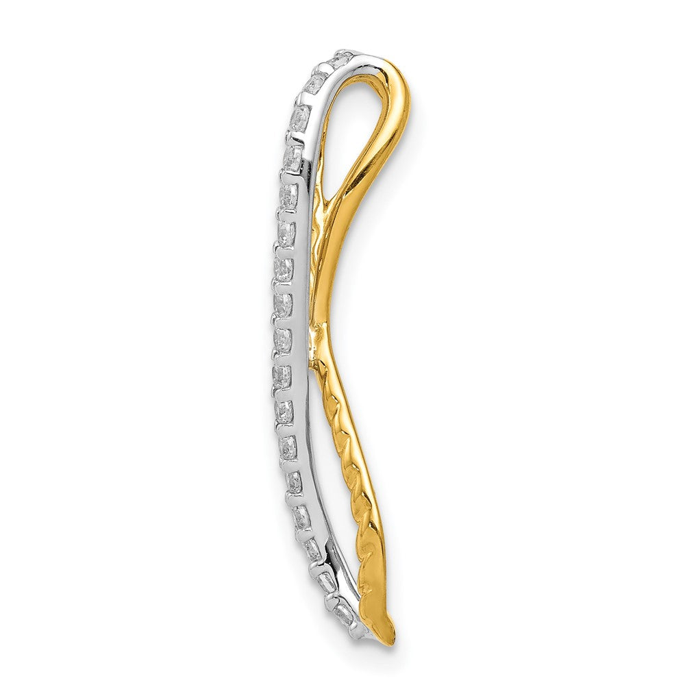 14K Bicolor Gold 1/5ct. Echt Diamant Fantasie Geflochten Unendlichkeit Kette Anhänger