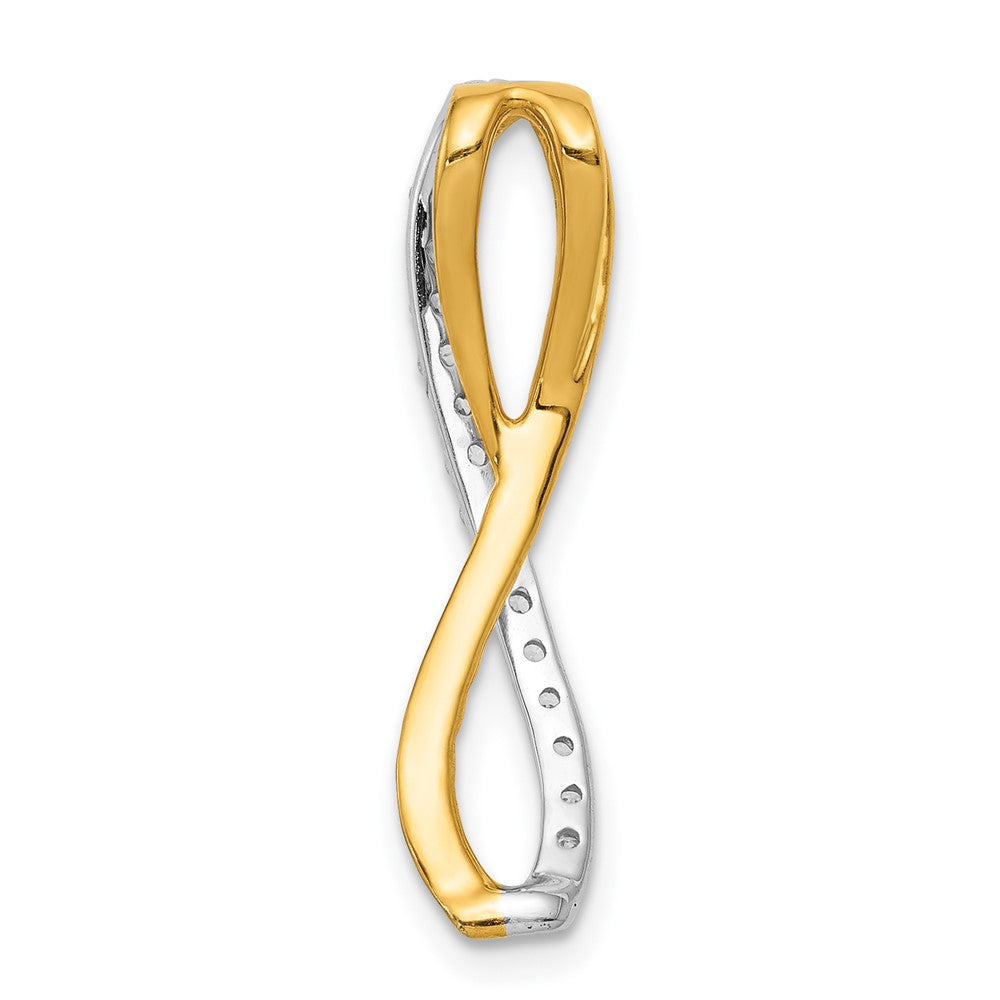 14K Bicolor Gold 1/5ct. Echt Diamant Fantasie Geflochten Unendlichkeit Kette Anhänger