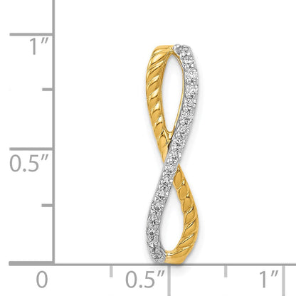 14K Bicolor Gold 1/5ct. Echt Diamant Fantasie Geflochten Unendlichkeit Kette Anhänger