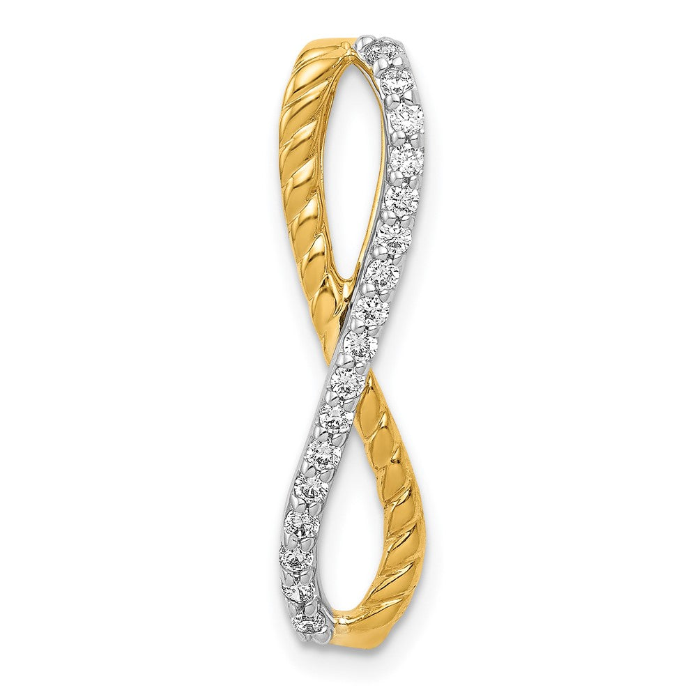 14K Bicolor Gold 1/5ct. Echt Diamant Fantasie Geflochten Unendlichkeit Kette Anhänger