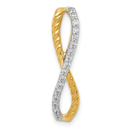 14K Bicolor Gold 1/5ct. Echt Diamant Fantasie Geflochten Unendlichkeit Kette Anhänger