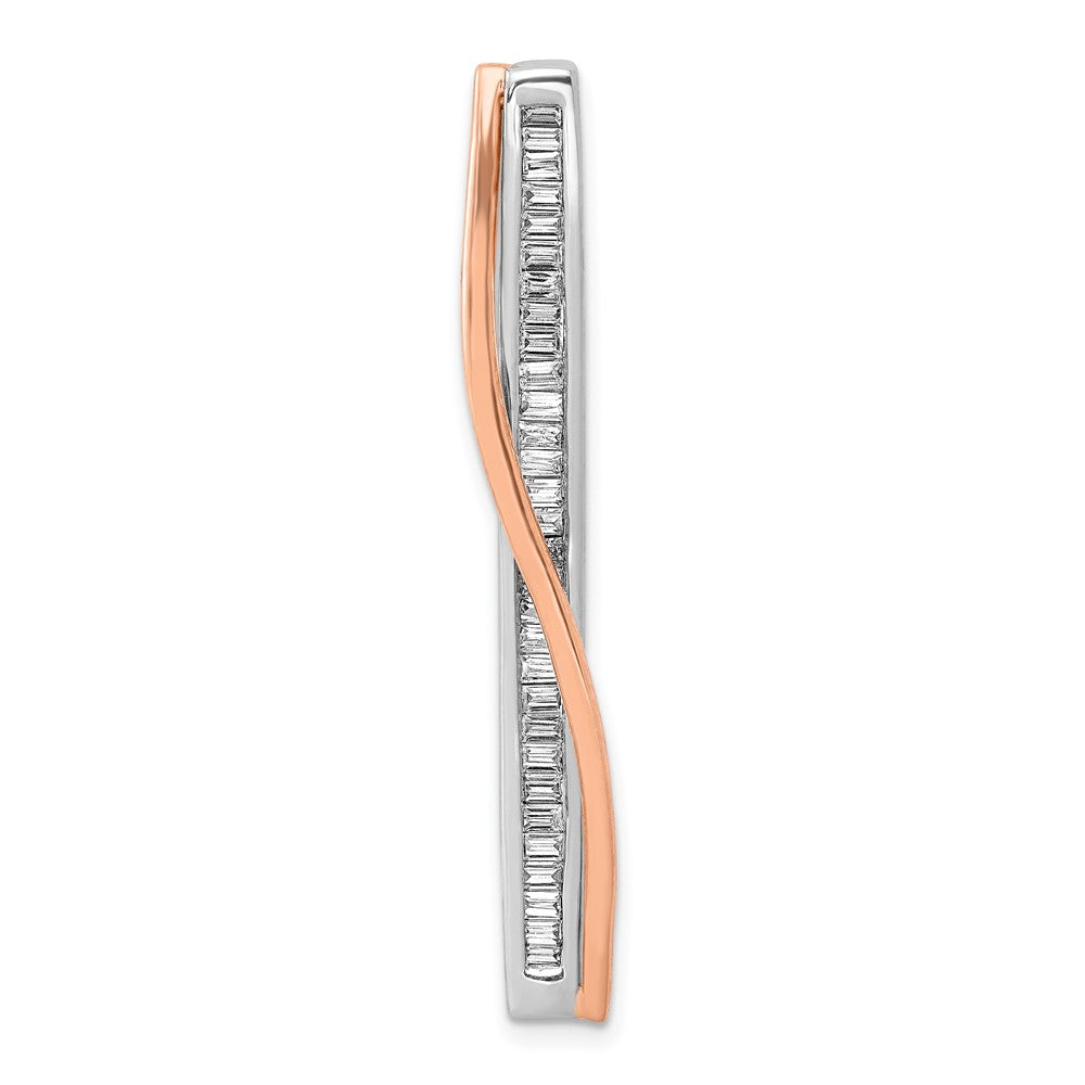 14K Rose & Weißgold 1/2ct. Echt Diamant Fantasie Stab Kette Anhänger