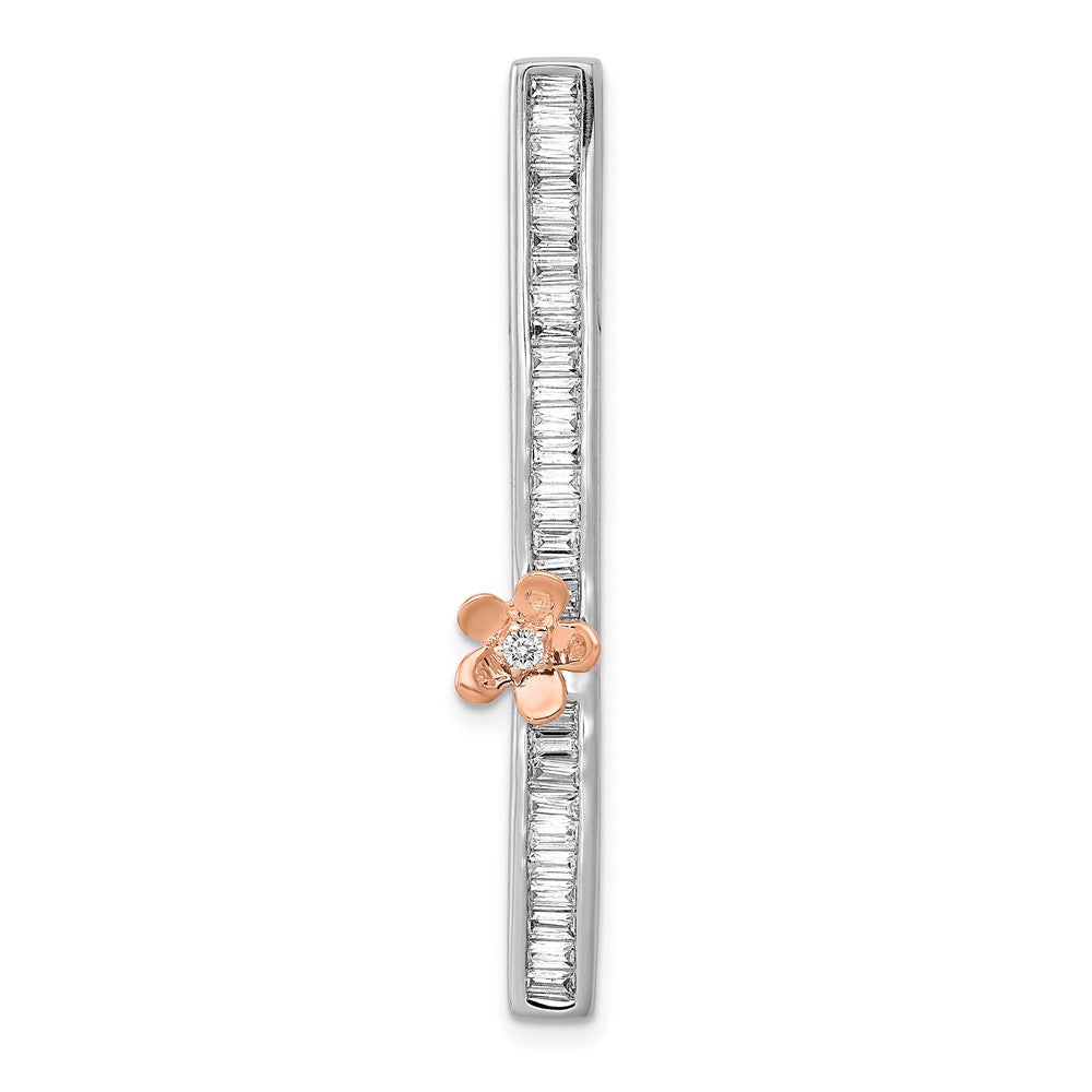 14K Bicolor Gold Echt Diamant Fantasie Blume Kette Anhänger