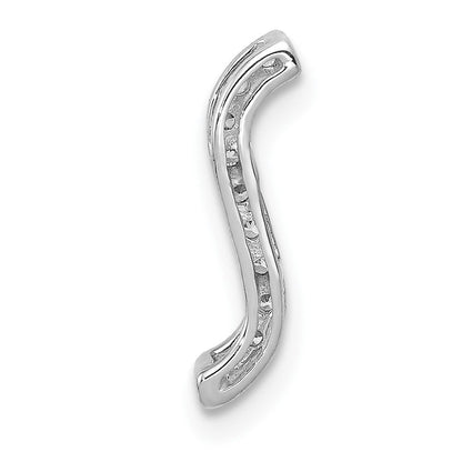 14K Weißgold 1/10ct. Echt Diamant Fantasie Gebogen Line Kette Anhänger
