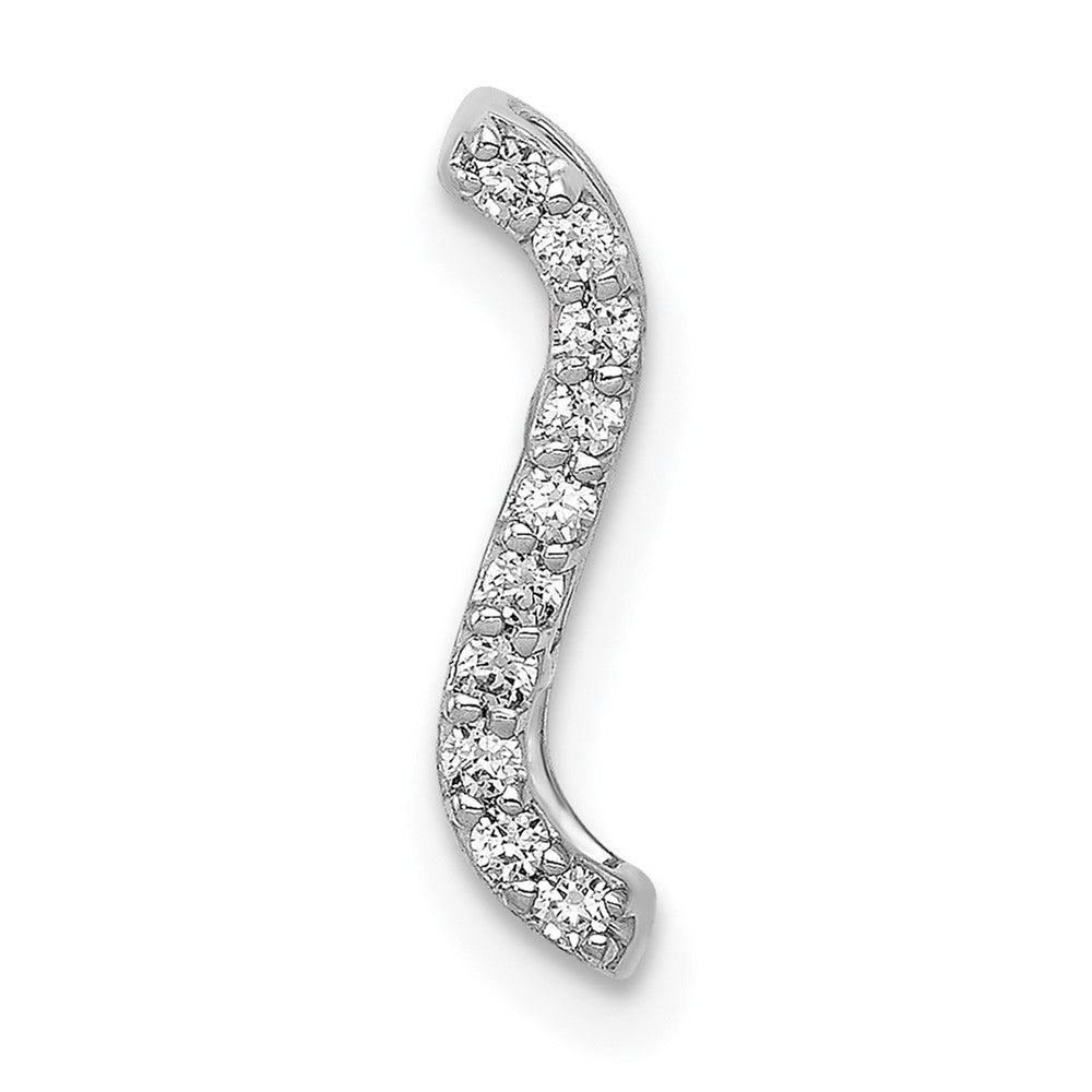 14K Weißgold 1/10ct. Echt Diamant Fantasie Gebogen Line Kette Anhänger