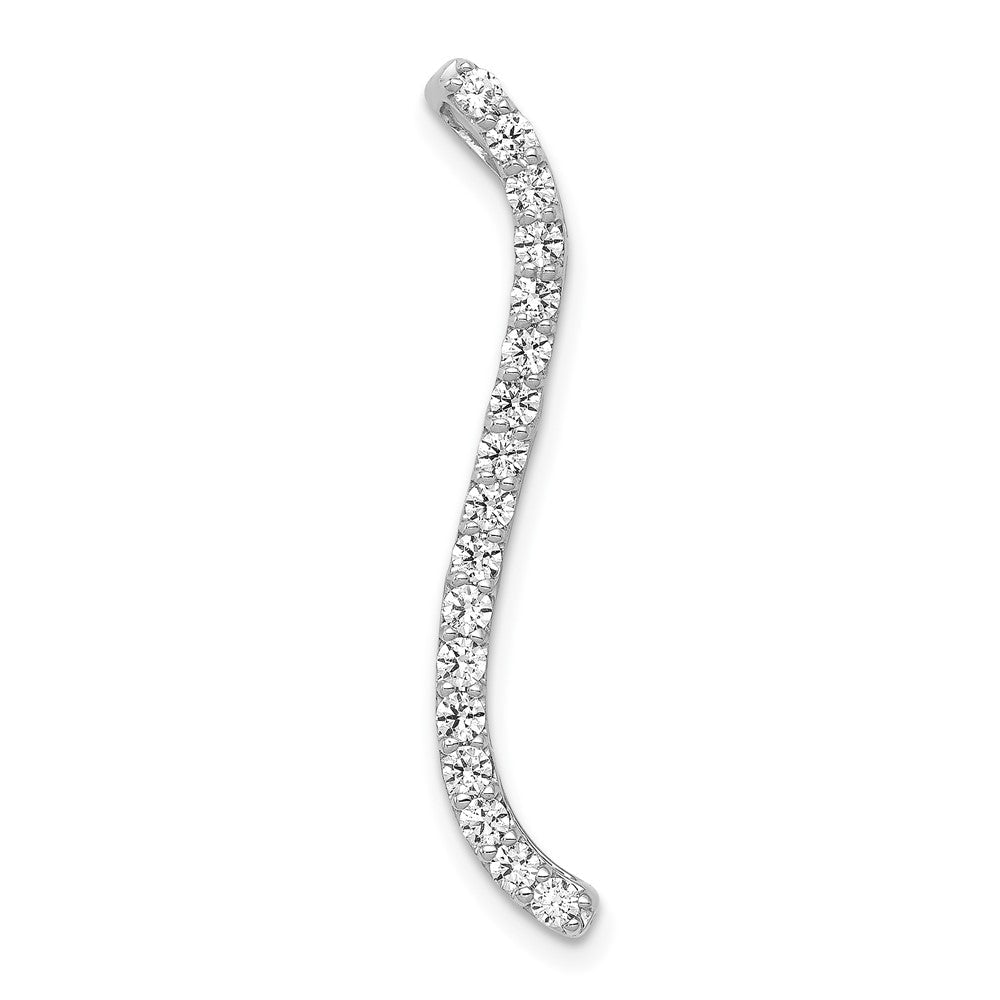 14K Weißgold 3/8ct. Echt Diamant Fantasie Gebogen Line Kette Anhänger