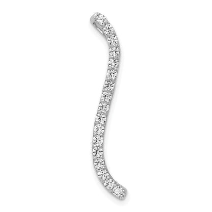 14K Weißgold 3/8ct. Echt Diamant Fantasie Gebogen Line Kette Anhänger