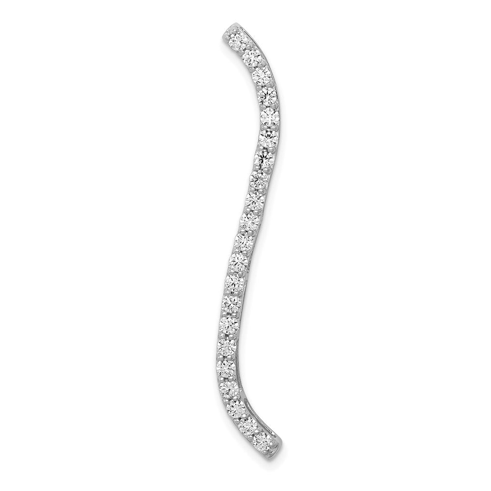 14K Weißgold 3/4ct. Echt Diamant Fantasie Gebogen Line Kette Anhänger