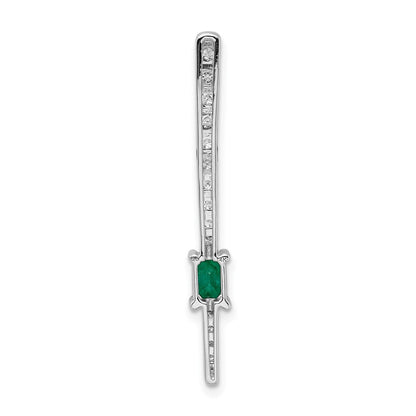 14K Weißgold Echt Diamant und Rechteck Smaragd Fantasie Kette Anhänger