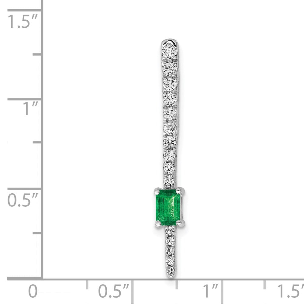 14K Weißgold Echt Diamant und Rechteck Smaragd Fantasie Kette Anhänger