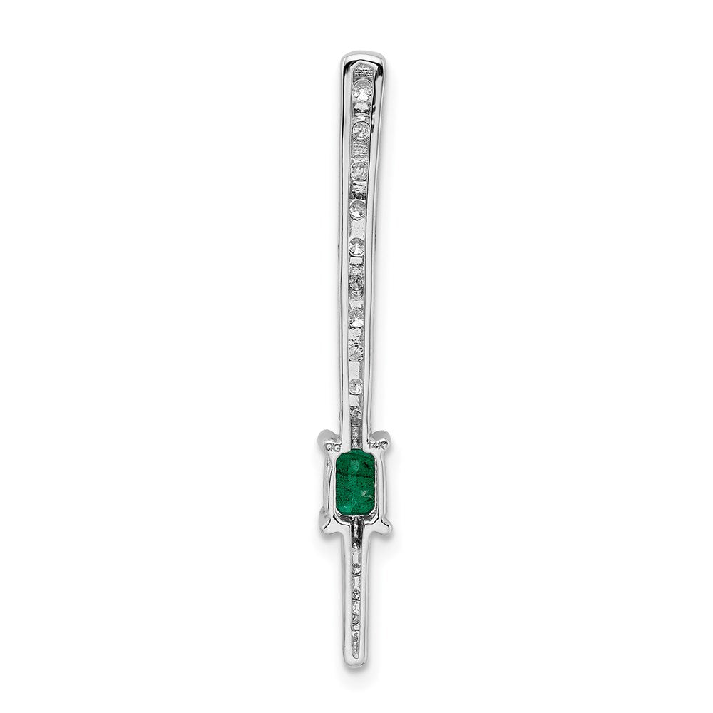 14K Weißgold Echt Diamant & Rechteck Smaragd Fantasie Kette Anhänger