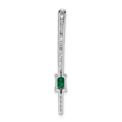 14K Weißgold Echt Diamant & Rechteck Smaragd Fantasie Kette Anhänger