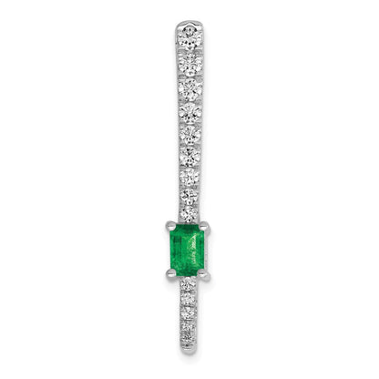 14K Weißgold Echt Diamant & Rechteck Smaragd Fantasie Kette Anhänger
