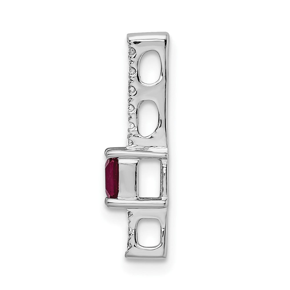 14K Weißgold Echt Diamant Und.24 Rubin Fantasie Kette Anhänger