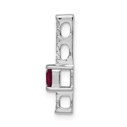 14K Weißgold Echt Diamant Und.24 Rubin Fantasie Kette Anhänger