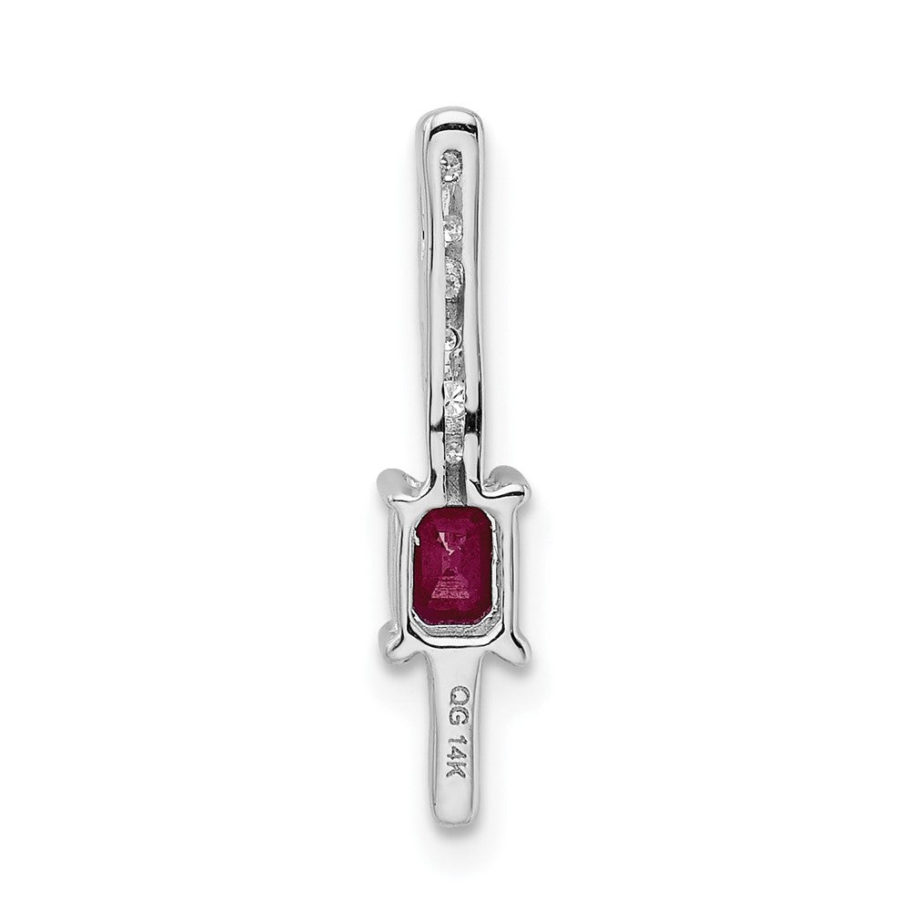 14K Weißgold Echt Diamant Und.24 Rubin Fantasie Kette Anhänger