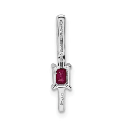 14K Weißgold Echt Diamant Und.24 Rubin Fantasie Kette Anhänger