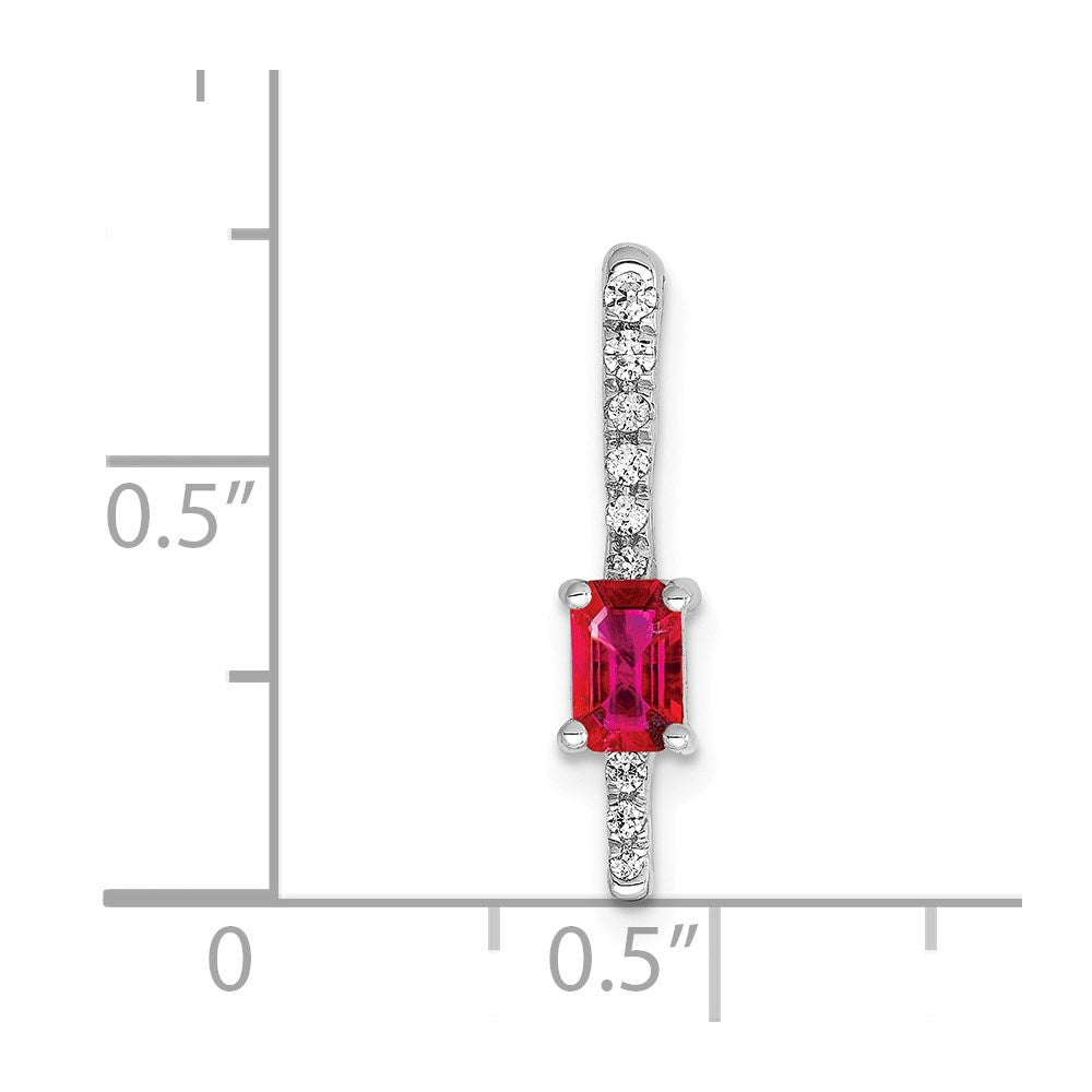 14K Weißgold Echt Diamant Und.24 Rubin Fantasie Kette Anhänger
