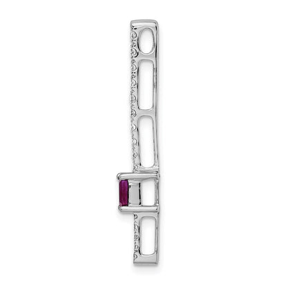 14K Weißgold Echt Diamant &.29 Rubin Fantasie Kette Anhänger