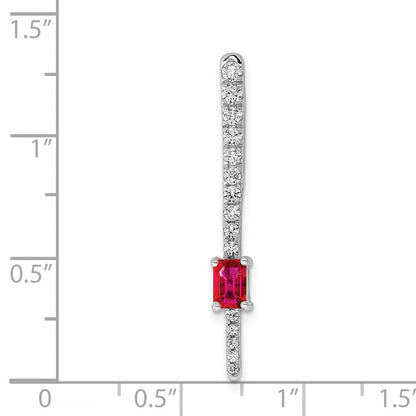 14K Weißgold Echt Diamant &.29 Rubin Fantasie Kette Anhänger