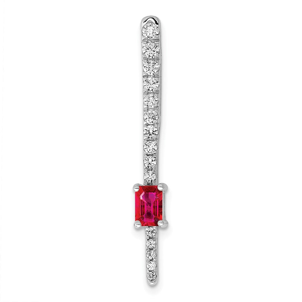 14K Weißgold Echt Diamant &.29 Rubin Fantasie Kette Anhänger