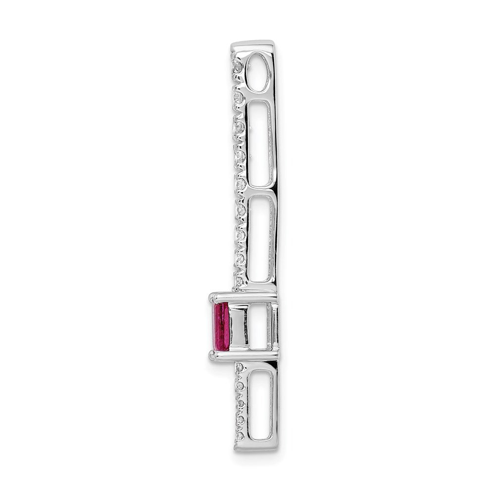 14K Weißgold Echt Diamant &.45 Rubin Fantasie Kette Anhänger