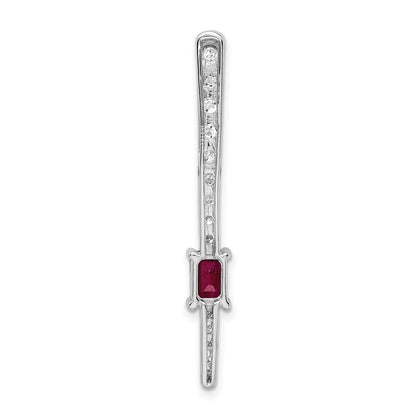 14K Weißgold Echt Diamant &.45 Rubin Fantasie Kette Anhänger