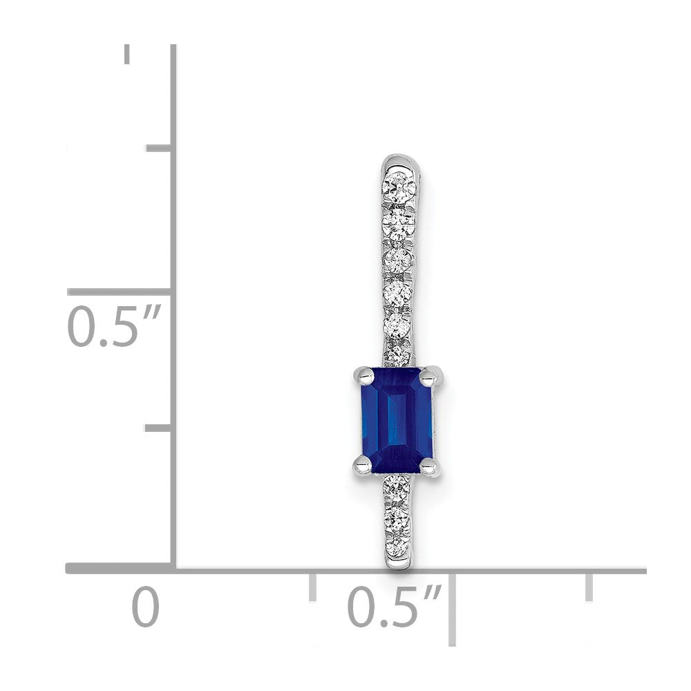 14K Weißgold Echt Diamant Und.24 Saphir Fantasie Kette Anhänger